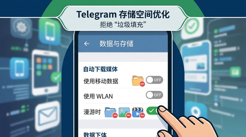 Telegram自动下载设置界面,所有开关处于关闭状态,简洁明了